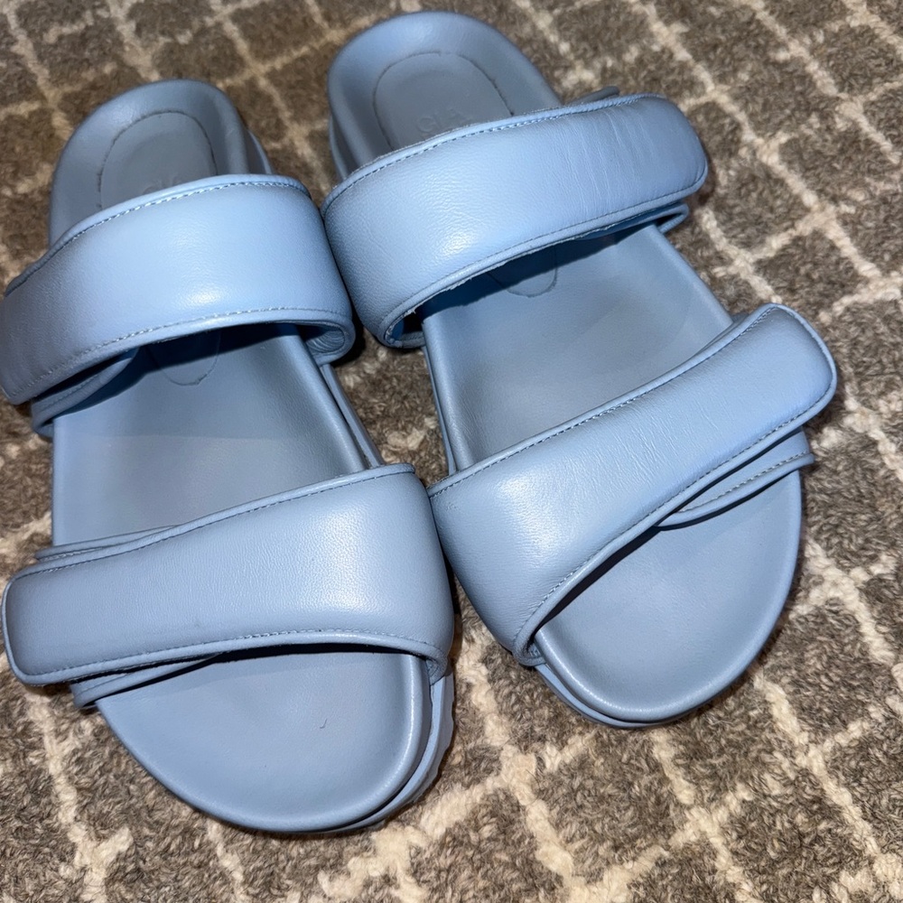 Gia Borghini FWRD Light Blue Slide Sandals